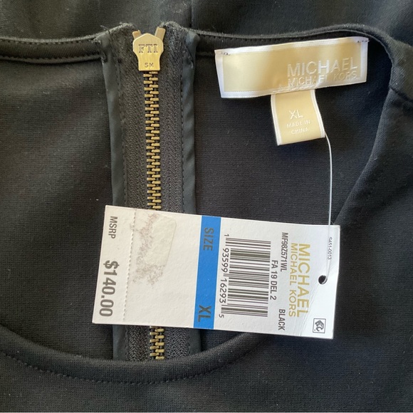 Michael Kors NWT $140 Macy’s Sz XL black faux leather hem Dress ⭐️ - Picture 6 of 6